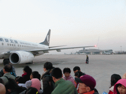 Our Shandong Airlines airplane at Qingdao Liuting International Airport