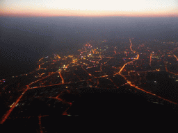 The city center, viewed from the airplane to Haikou, by night