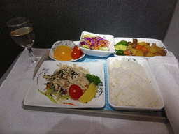 Business class dinner in the airplane to Haikou