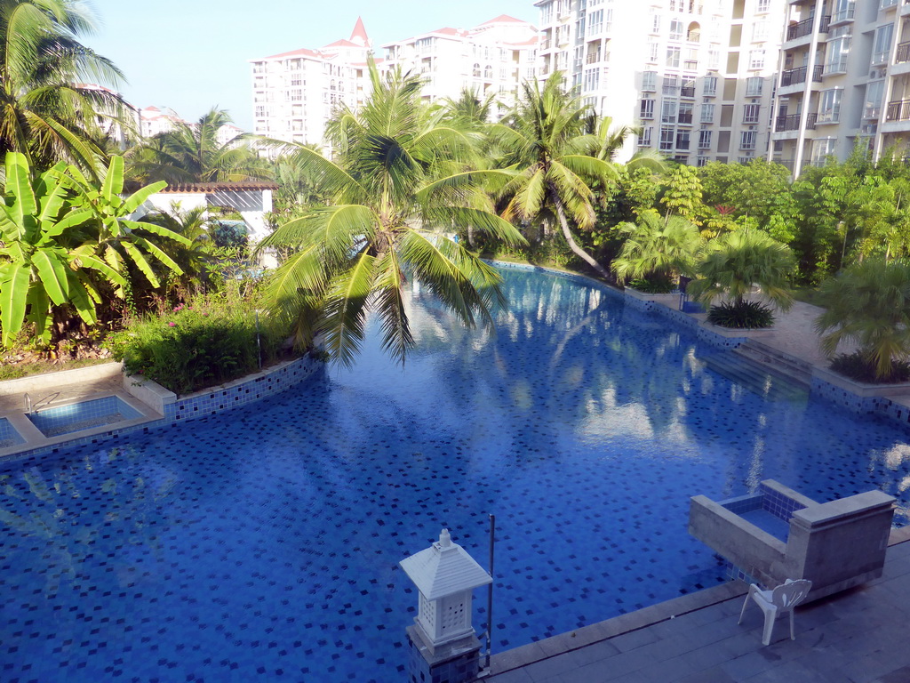 The swimming pool of the Guantang Hot Spring Resort, viewed from the breakfast room