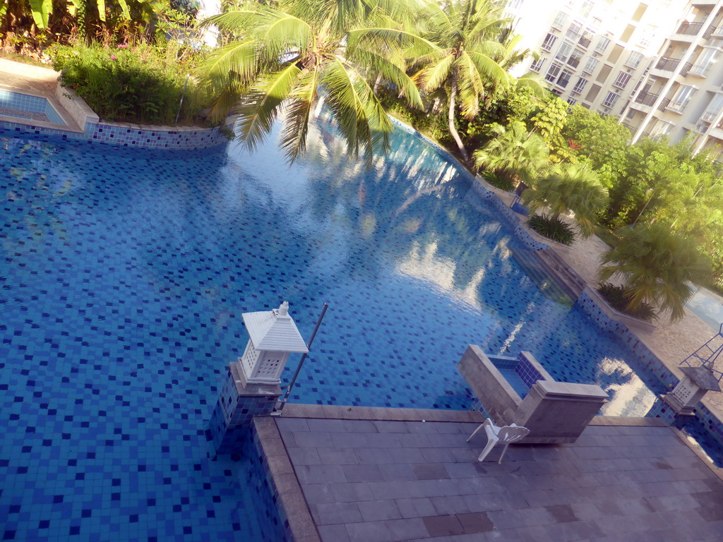 The swimming pool of the Guantang Hot Spring Resort, viewed from the breakfast room