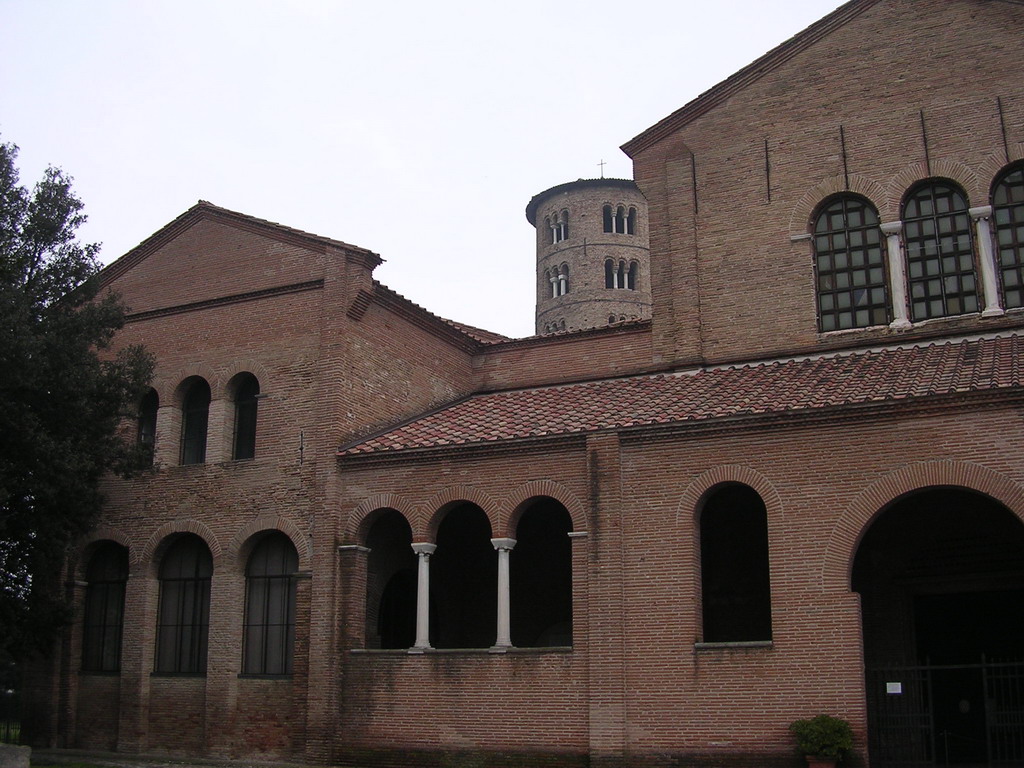 Tower and facade of the Basilica di Sant`Apollinare in Classe church