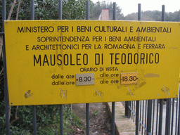 Sign at the entrance to the Mausoleum of Theodoric