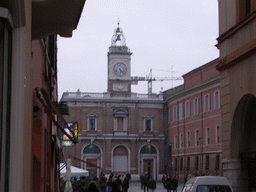 East side of the Piazza del Popolo square with the Banca di Romagna building