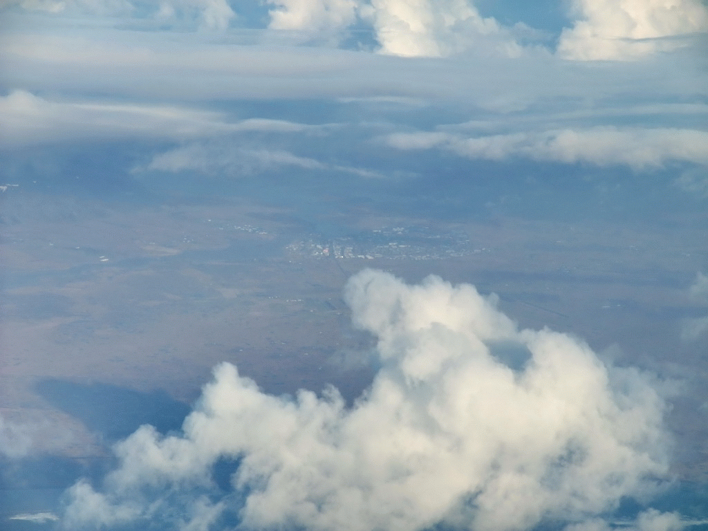 Town in Iceland, viewed from the plane from Amsterdam