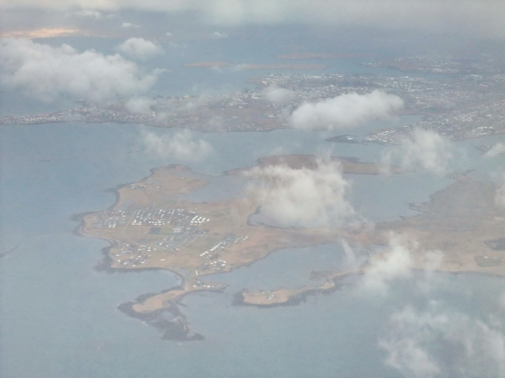 Reykjavik with in the front the village of Álftanes, viewed from the plane from Amsterdam