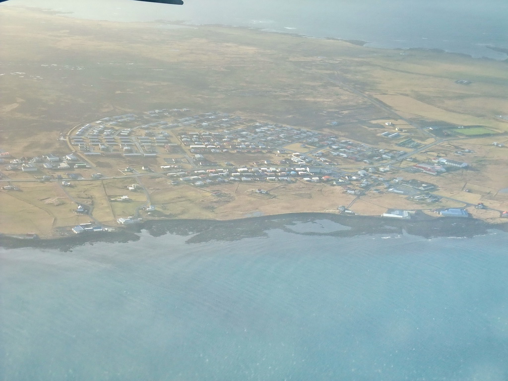 The town of Garður, viewed from the plane from Amsterdam