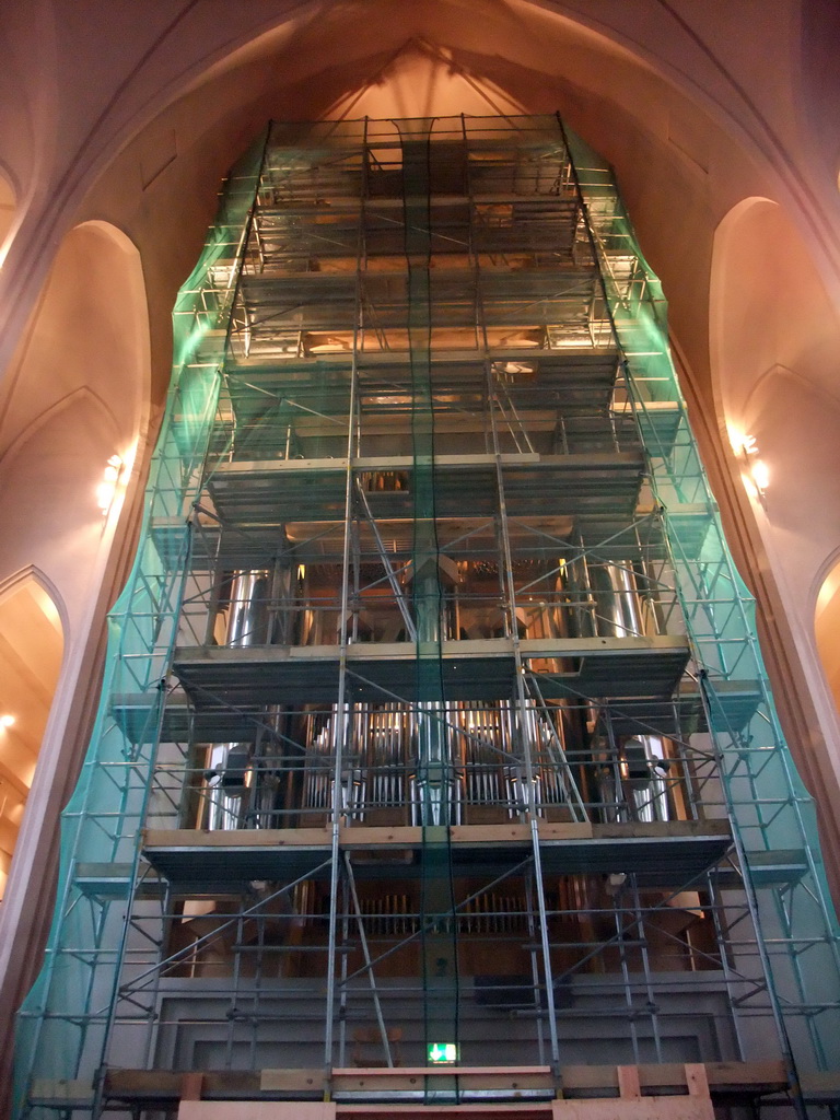 Organ of the Hallgrímskirkja church, under renovation