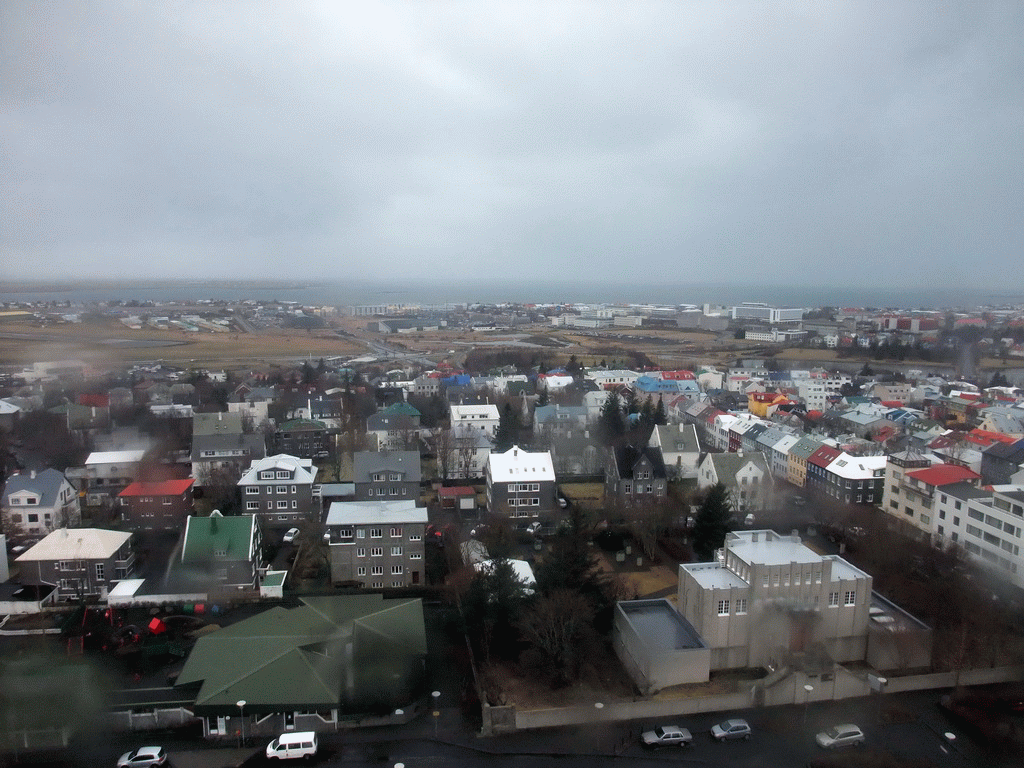 The south side of the city with Reykjavík Airport, viewed from the tower of the Hallgrímskirkja church