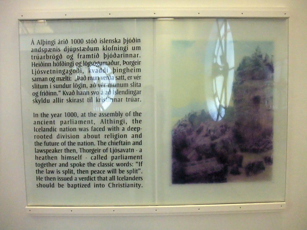 Information on the Alþing and the christianization of Iceland, in the tower of the Hallgrímskirkja church