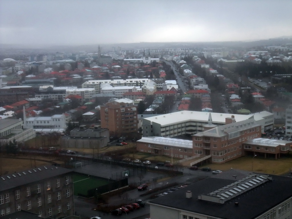 The east side of the city with the Háteigskirkja church and the Tækniskólinn school, viewed from the tower of the Hallgrímskirkja church