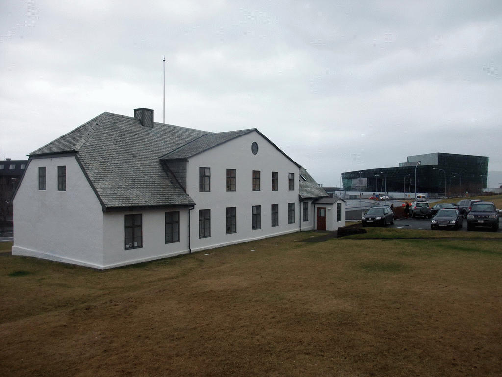 Back side of the Stjórnarráðið Government House at the Lækjargata street