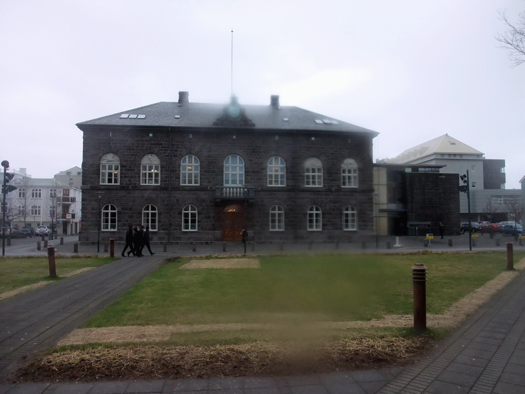 The Alþingi (Icelandic Parliament) building at the Kirkjustræti street