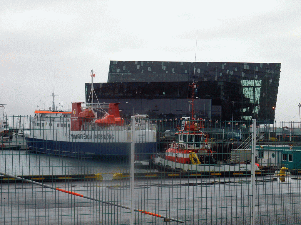 The Harpa Concert Hall, viewed from the Geirsgata street