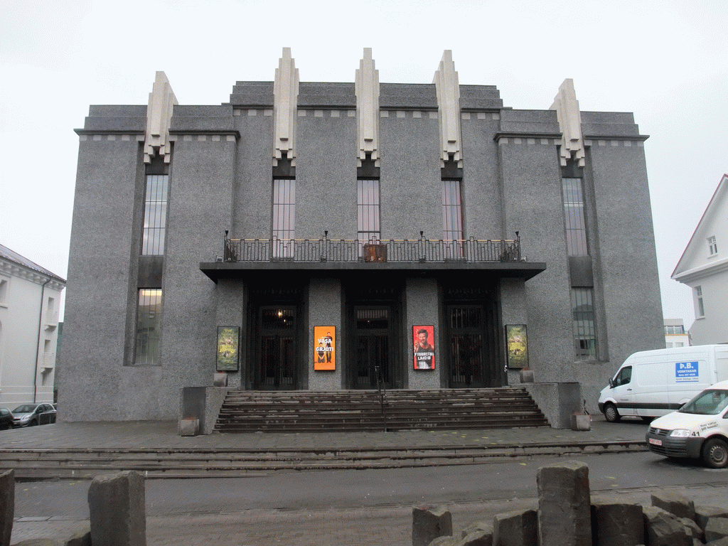 Front of the National Theatre of Iceland at the Hverfisgata street