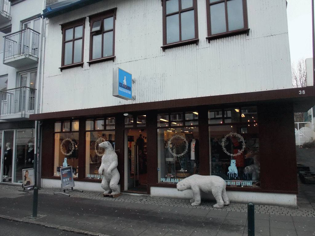Front of the Ísbjörninn Polarbear Gift Store at the Laugavegur street