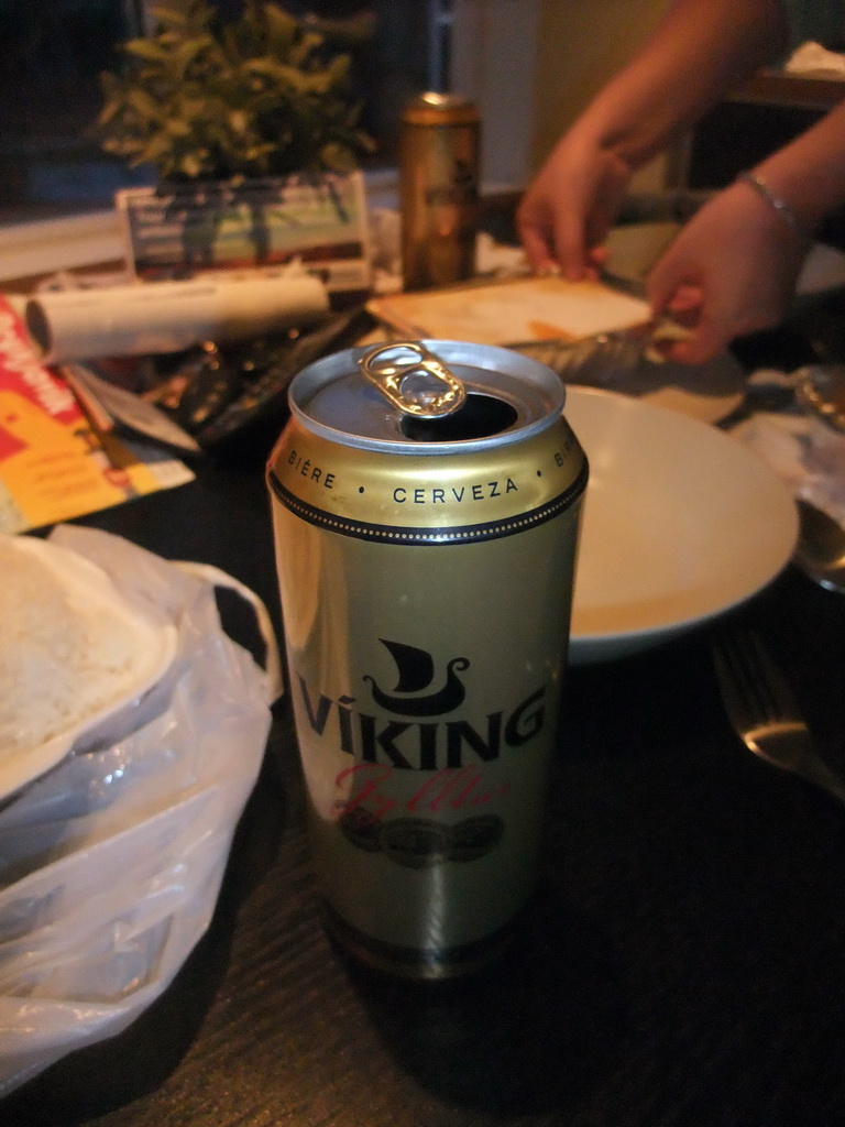 Viking beer and our dinner in our room at Alfred`s Apartments