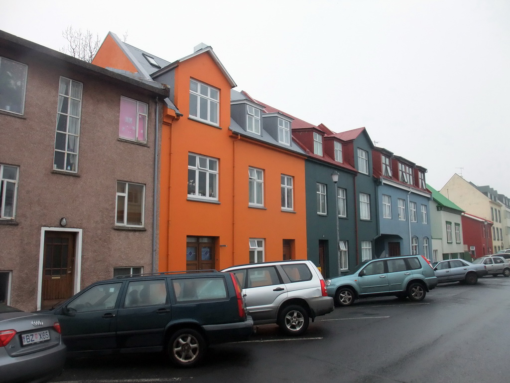 Colourful houses in the Njálsgata street
