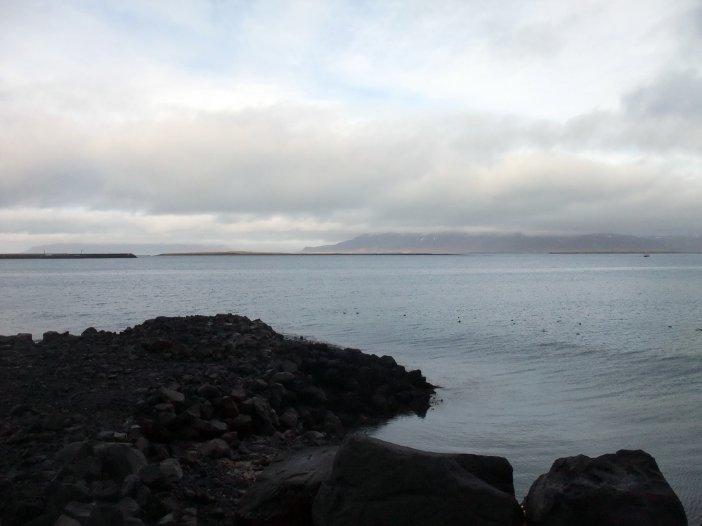 View on the Atlantic Ocean and the Akrafjall mountain from the Sculpture and Shore Walk