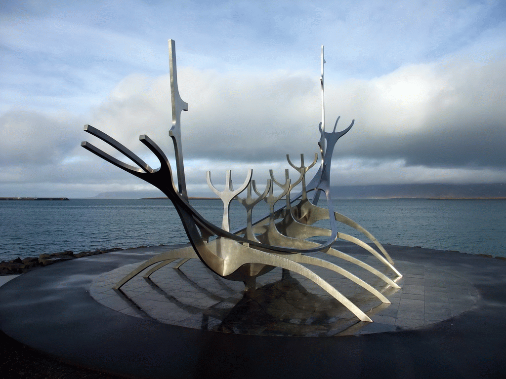 The sculpture `The Sun Voyager` at the Sculpture and Shore Walk