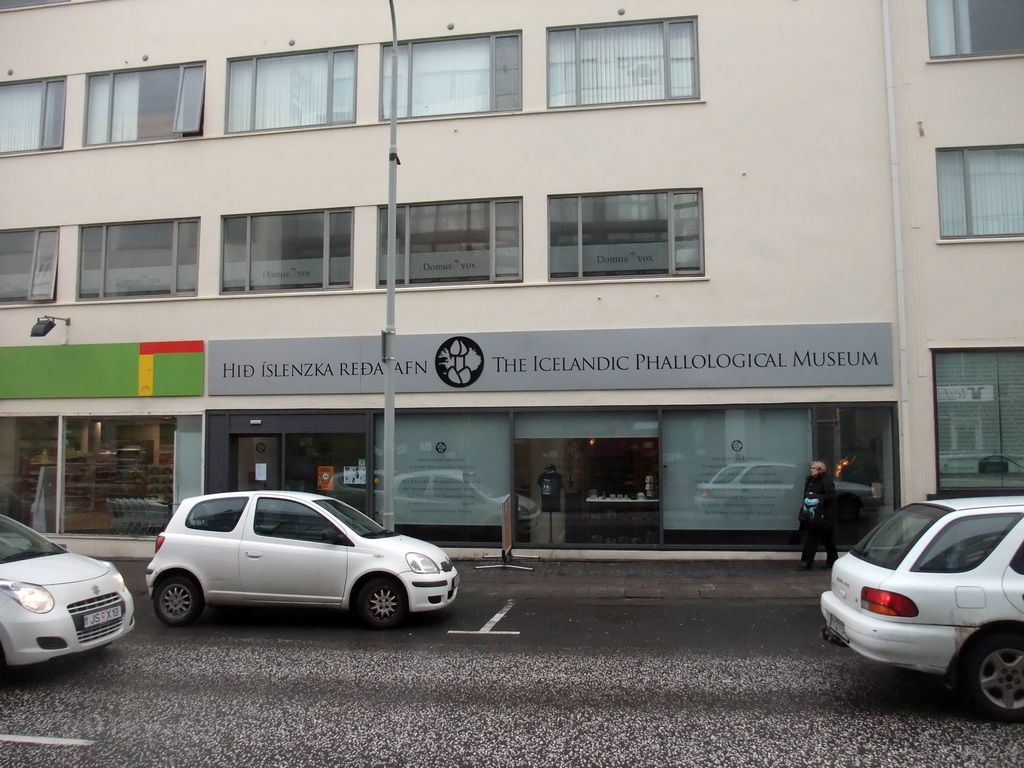 Front of the Icelandic Phallological Museum at the Laugavegur street