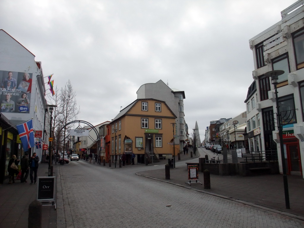 The west side of the Laugavegur street and the Skólavörðustígur street