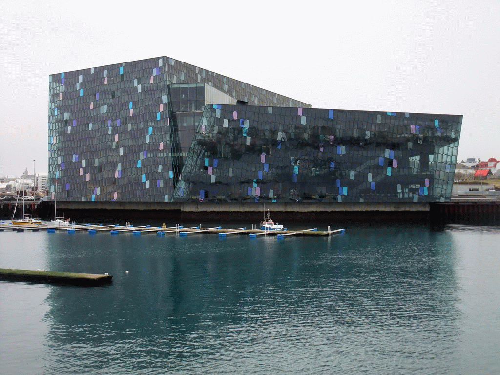 The Harpa Concert Hall, viewed from the Whale Watching Tour Boat