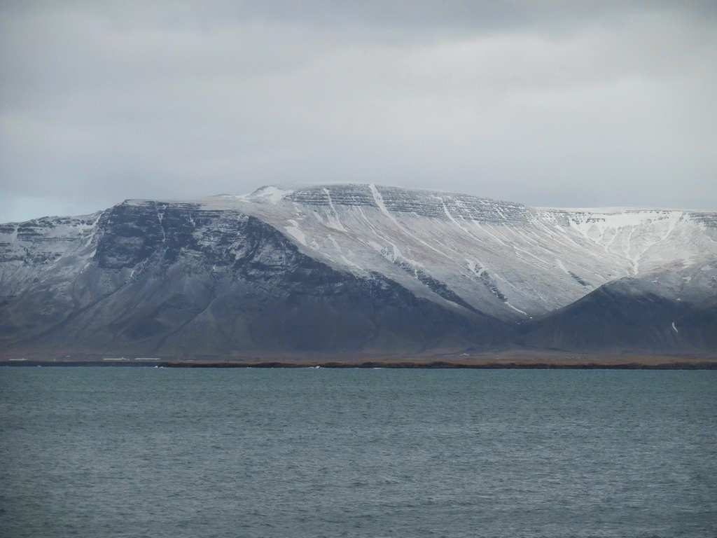 The Atlantic Ocean and Mount Esja, viewed from the Sculpture and Shore Walk