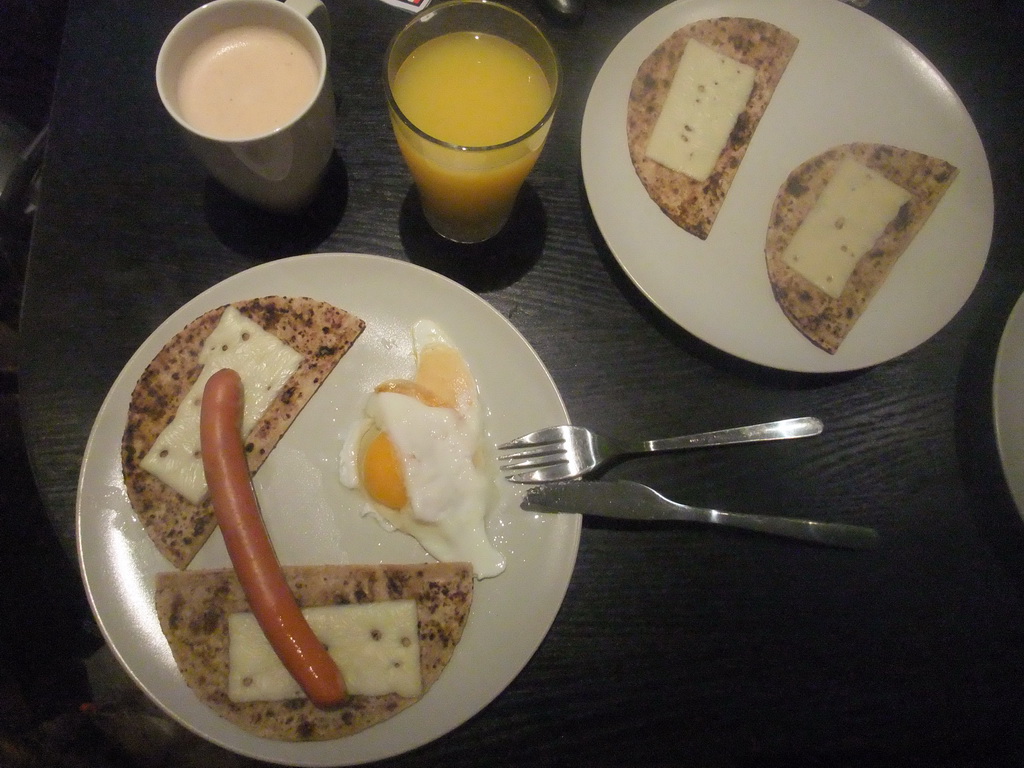 Breakfast in our room at Alfred`s Apartments