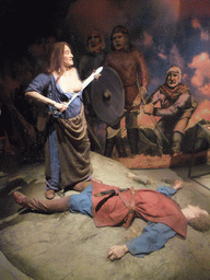 Wax statue of Freydís Eiríksdóttir at the Saga Museum in the Perlan building