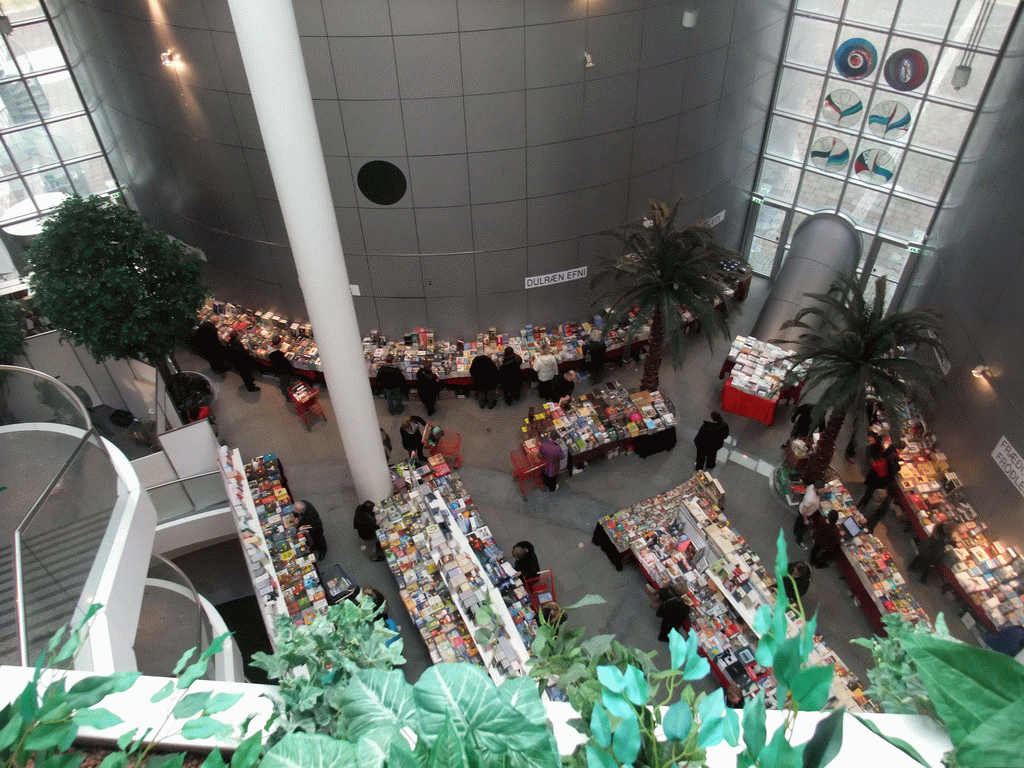 Book market in the Perlan building, viewed from above