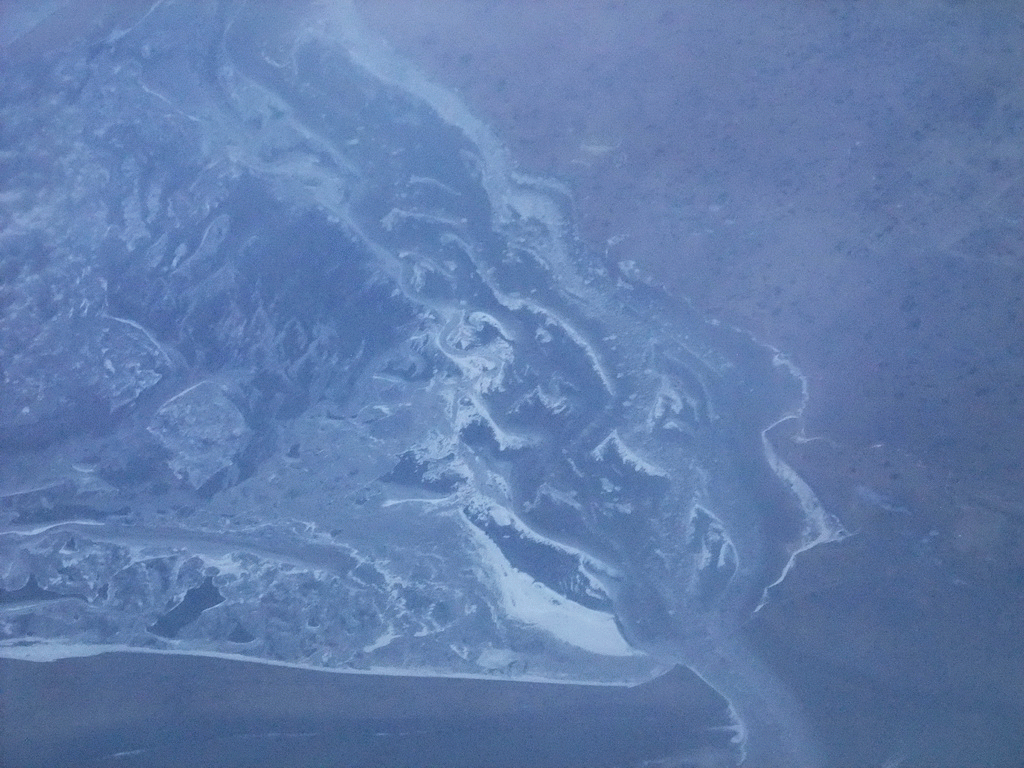The Ölfusá river delta at the southwest of Iceland, viewed from the plane to Amsterdam