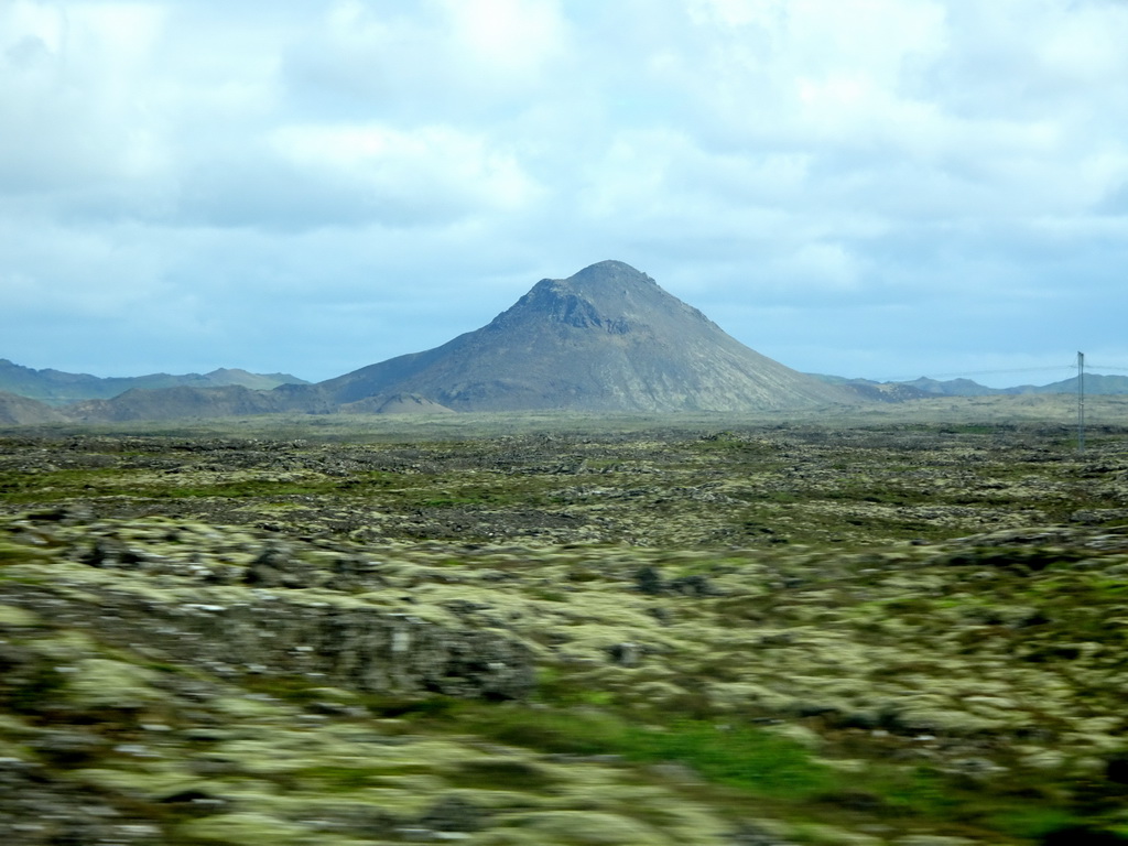 Mountains, viewed from the rental car on the Reykjanesbraut road
