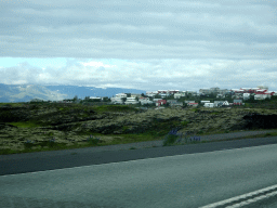 The Hvaleyri neighbourhood of Hafnarfjörður, viewed from the rental car on the Reykjanesbraut road