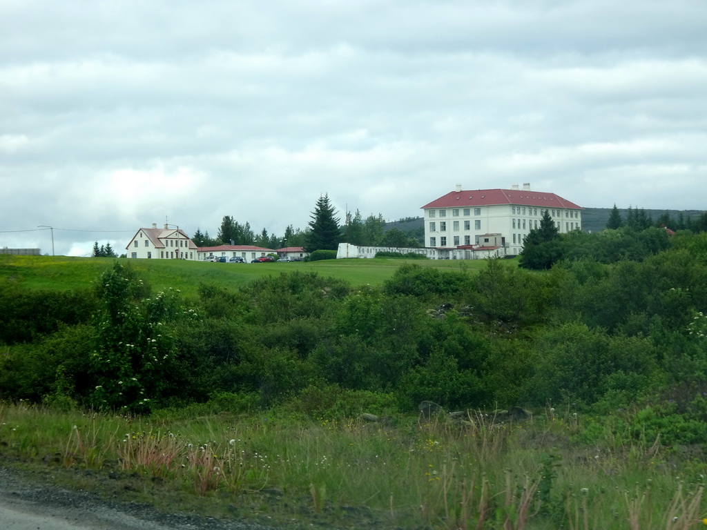 The Vífilsstaðir farm at Garðabær, viewed from the rental car on the Reykjanesbraut road