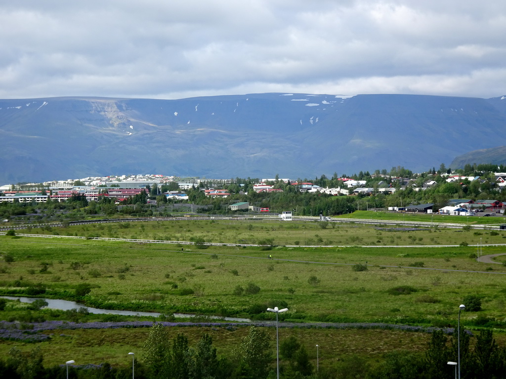 The east side of Kópavogur and mountains, viewed from the balcony of our apartment at the Icelandic Apartments