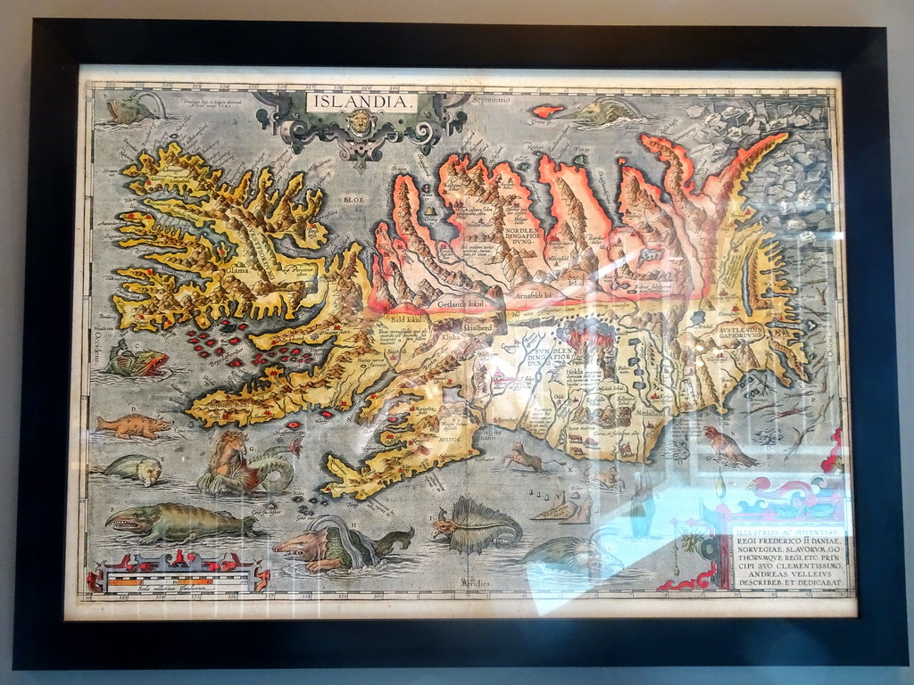 Old map of Iceland in the lobby of the Icelandic Apartments at Kópavogur