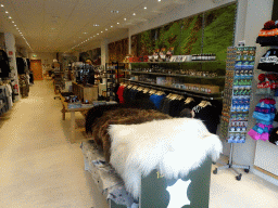 Interior of a souvenir shop below the Hereford Steikhús restaurant at the Laugavegur street