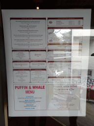Menu at the front of the Hereford Steikhús restaurant at the Laugavegur street