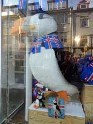 Stuffed Puffin in the Lundinn souvenir shop at the Laugavegur street