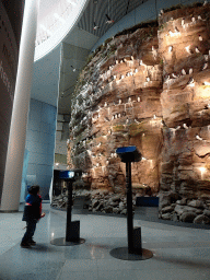 Max at the model of the Látrabjarg Cliff at the Wonders of Iceland exhibition at the Ground Floor of the Perlan building