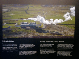 Photograph of the Nesjavellir Geothermal Power Station and information on geothermal energy, at the Wonders of Iceland exhibition at the Ground Floor of the Perlan building