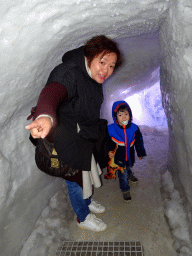 Miaomiao and Max in the Man-made Ice Cave at the Wonders of Iceland exhibition at the Ground Floor of the Perlan building