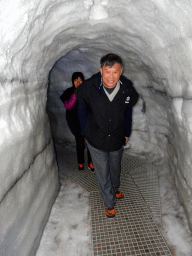 Miaomiao`s parents in the Man-made Ice Cave at the Wonders of Iceland exhibition at the Ground Floor of the Perlan building