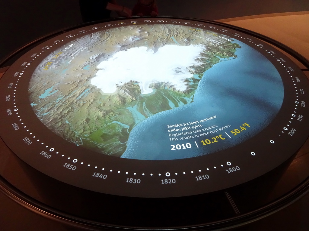 Interactive screen at the Glaciers Exhibit at the Wonders of Iceland exhibition at the Second Floor of the Perlan building