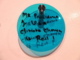 Written message on the message wall at the Glaciers Exhibit at the Wonders of Iceland exhibition at the Second Floor of the Perlan building