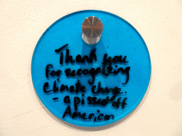 Written message on the message wall at the Glaciers Exhibit at the Wonders of Iceland exhibition at the Second Floor of the Perlan building