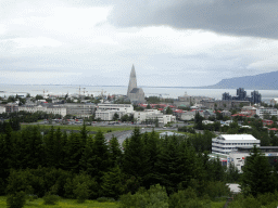 The city center with the Hallgrímskirkja church, viewed from the roof of the Perlan building