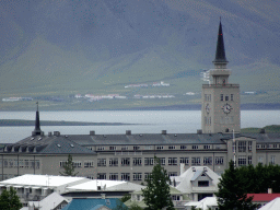 The city center with the Tækniskólinn school and Mount Esja, viewed from the roof of the Perlan building