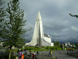 The Eriksgata street and the Hallgrímskirkja church, viewed from the First Floor of Café Loki